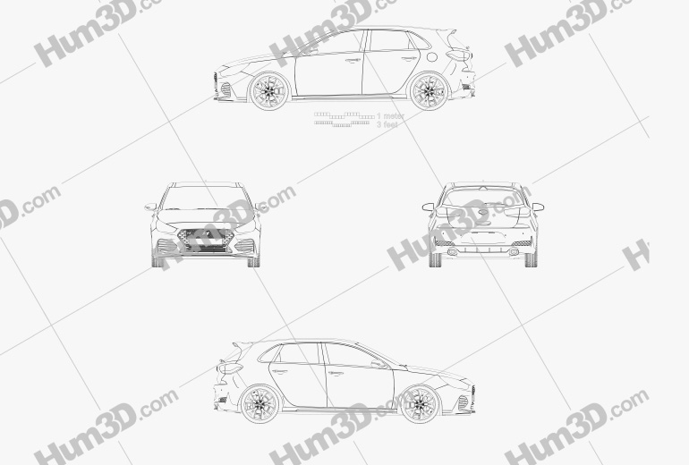 Hyundai i30 N 掀背车 2020 蓝图