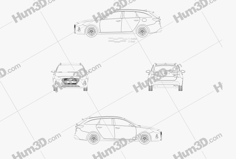 Hyundai i30 wagon 2020 Чертеж