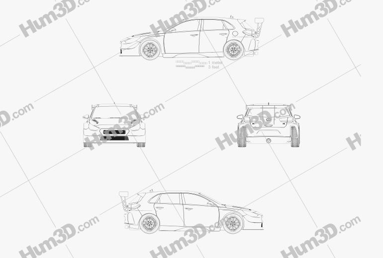 Hyundai i30 N TCR 掀背车 2020 蓝图