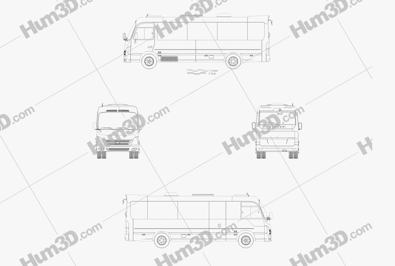 Hyundai County Autobús 2018 Blueprint