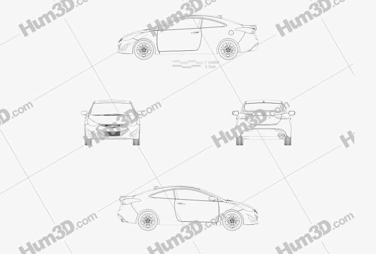 Hyundai Avante coupé 2017 Blueprint
