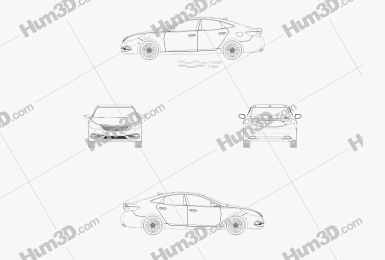 Hyundai Grandeur 2017 Чертеж