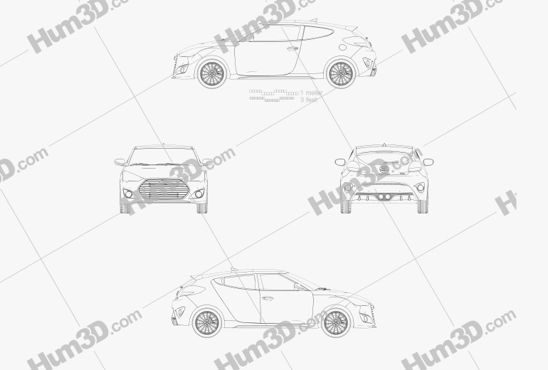 Hyundai Veloster Turbo 2018 Чертеж