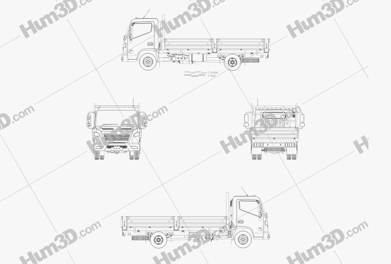 Hyundai Mighty EX8 Flatbed Truck 2022 Blueprint