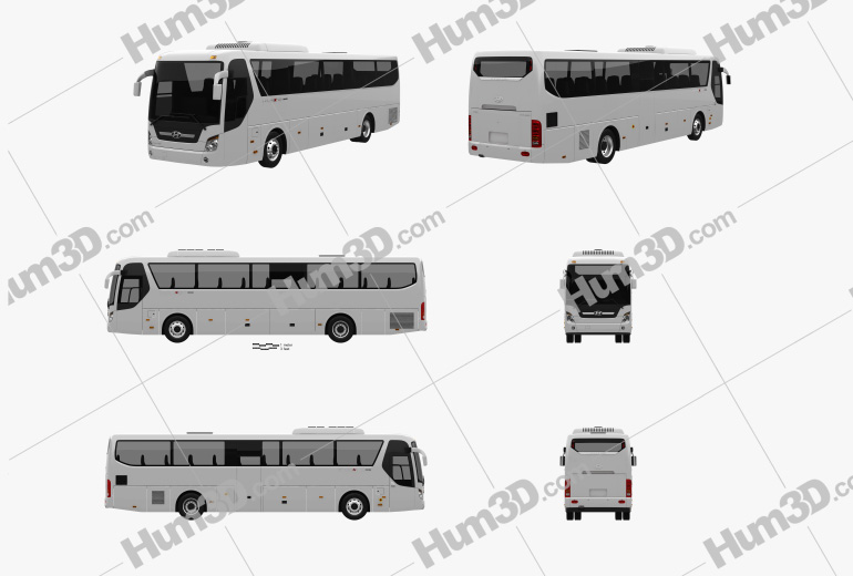 Hyundai Universe Xpress Noble bus 2007 Blueprint Template
