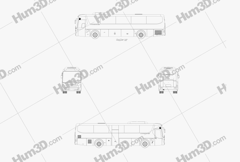 Hyundai Universe Xpress Noble bus 2007 Blueprint