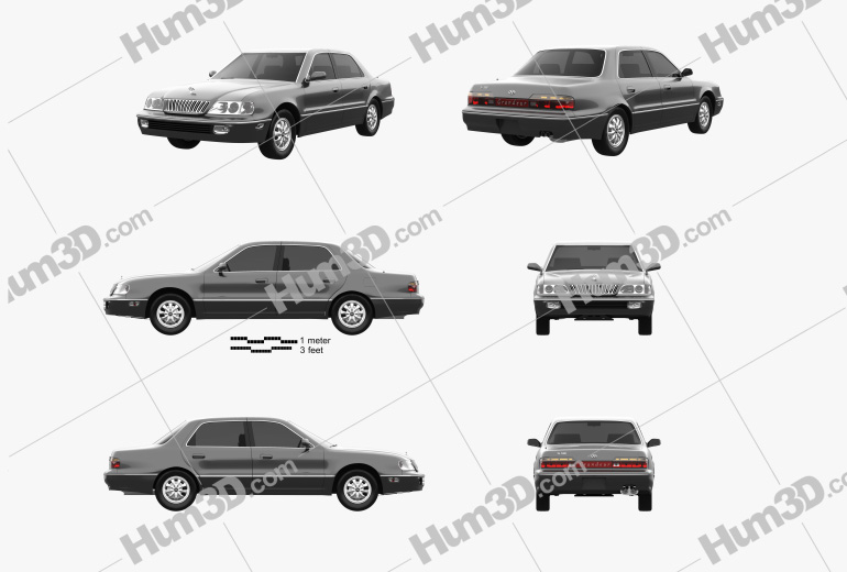 Hyundai Grandeur 1995 Blueprint Template