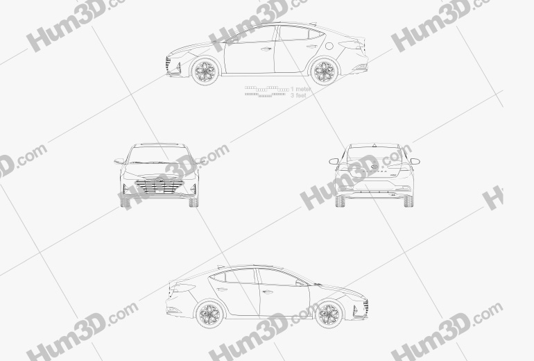 Hyundai Elantra Limited 2022 ブループリント