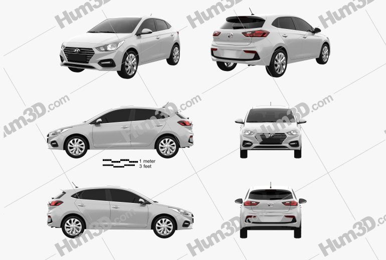 Hyundai Accent hatchback 2021 Blueprint Template