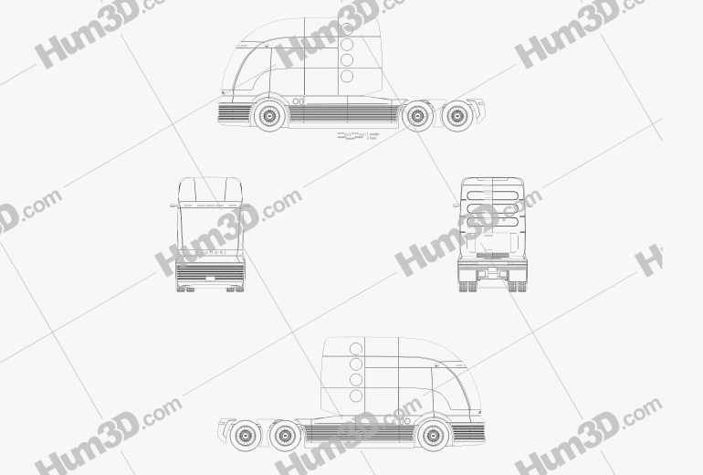 Hyundai HDC-6 Neptune Tractor Truck 2022 Blueprint