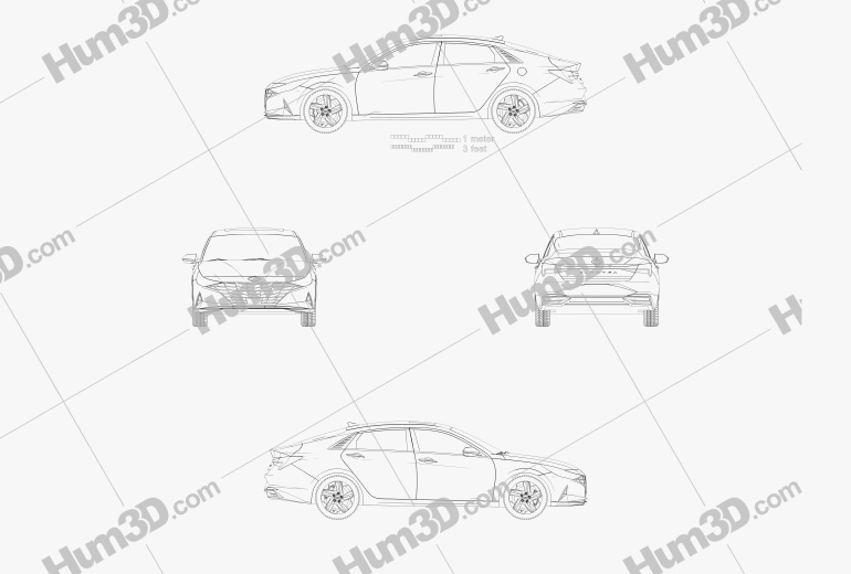 Hyundai Elantra US-spec 2022 Чертеж