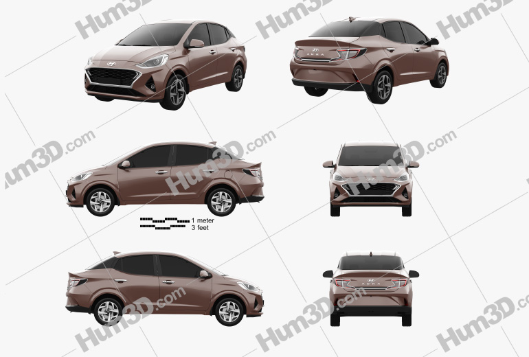 Hyundai Aura 2022 Blueprint Template
