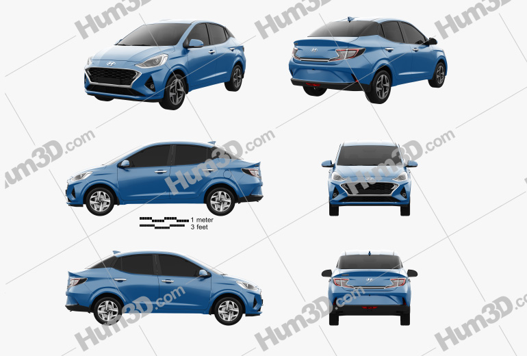 Hyundai i10 Grand sedan 2022 Blueprint Template