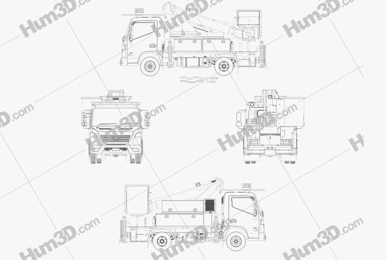 Hyundai Mighty DHT-110S Bucket Truck 2022 Чертеж