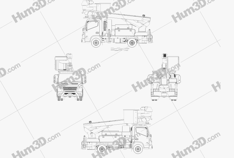 Hyundai Mighty DHT-150ASB Bucket Truck 2022 Чертеж