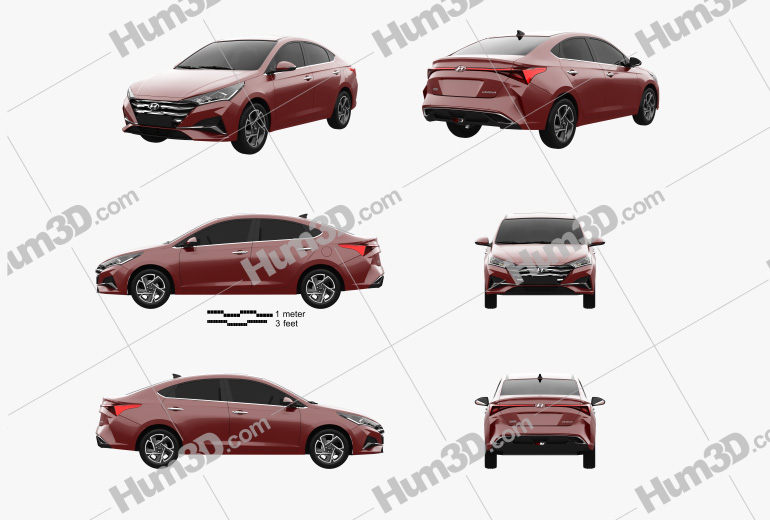 Hyundai Verna 2022 Blueprint Template