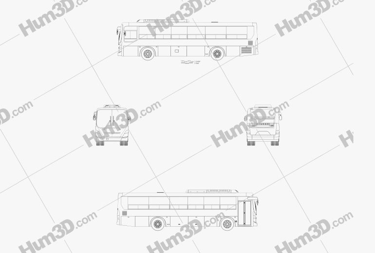 Hyundai Super Aero City Autobus 2019 Blueprint
