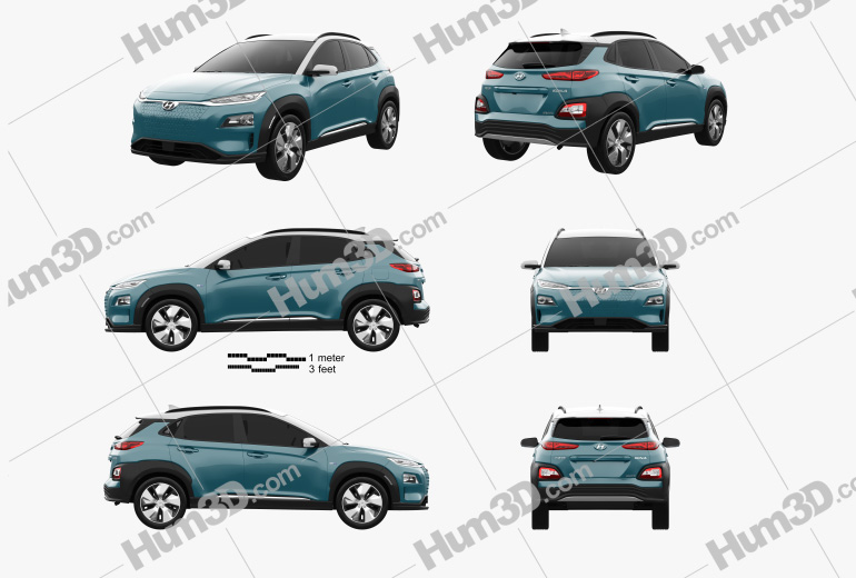 Hyundai Kona Electric 2022 Blueprint Template