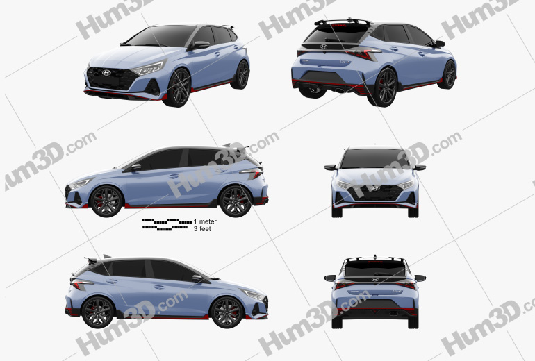Hyundai i20 N 2022 Blueprint Template