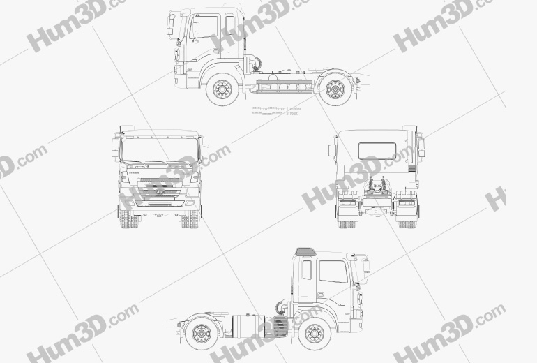 Hyundai Trago Tractor Truck 2-axle 2013 Blueprint