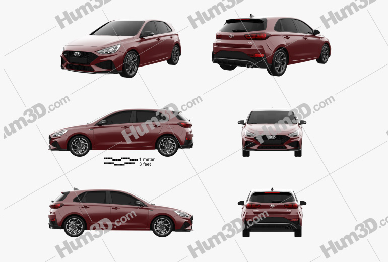 Hyundai i30 N-Line hatchback 2020 Blueprint Template