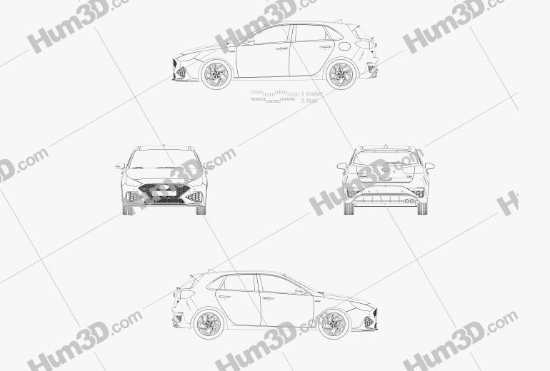 Hyundai i30 N-Line 掀背车 2020 蓝图