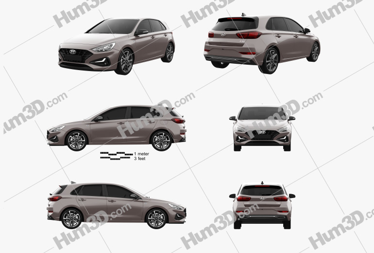 Hyundai i30 hybrid hatchback 2022 Blueprint Template