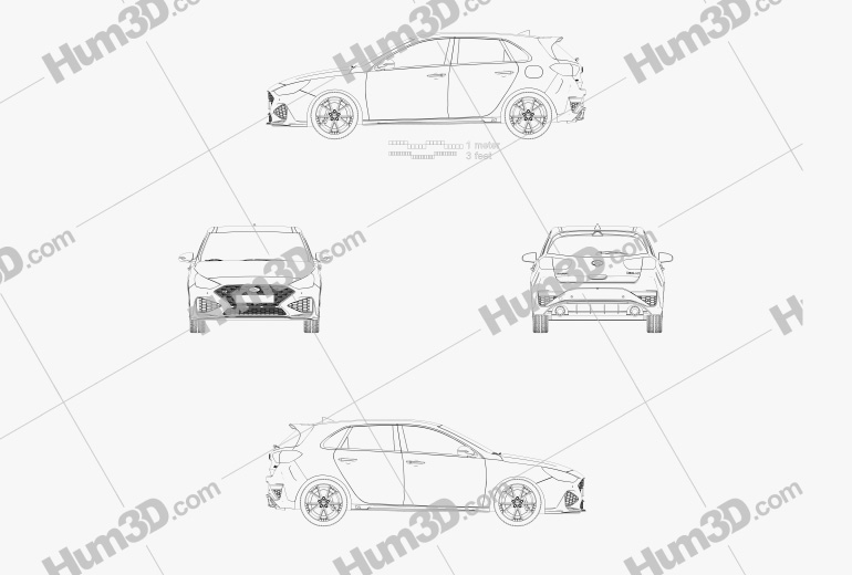 Hyundai i30 N 掀背车 2022 蓝图