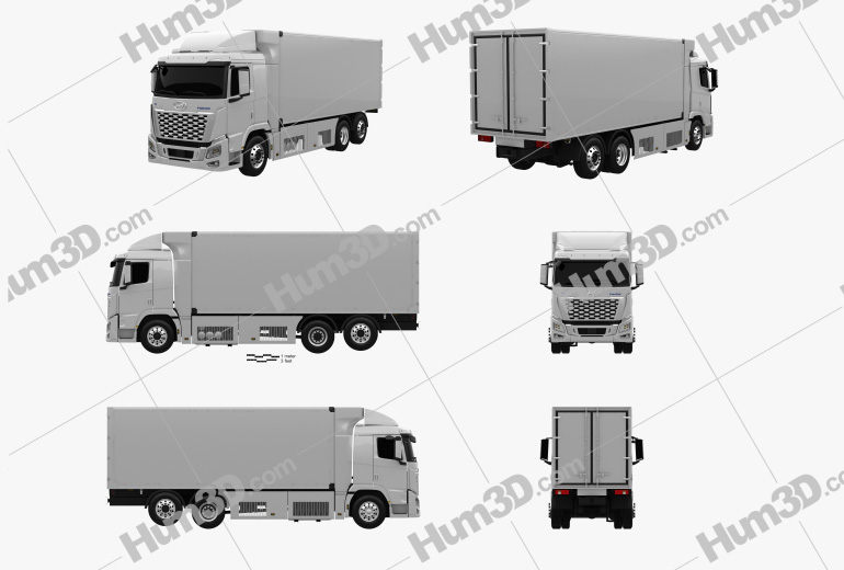 Hyundai Xcient FCEV Box Truck 2022 Blueprint Template