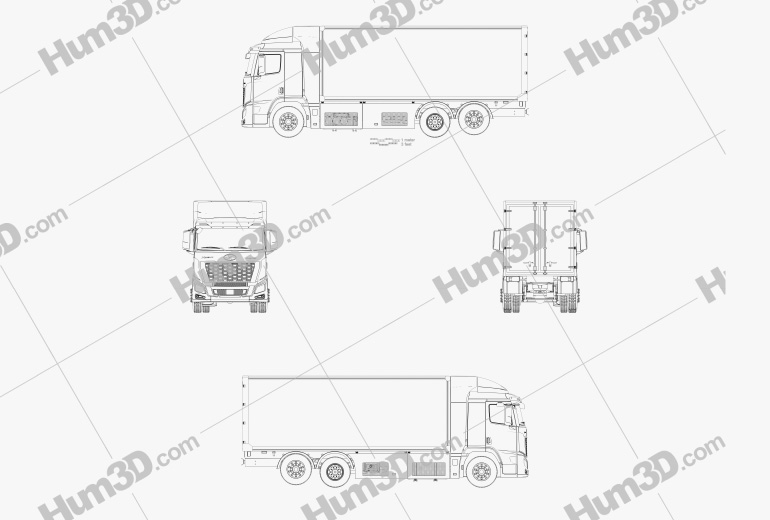 Hyundai Xcient FCEV 箱型トラック 2022 ブループリント