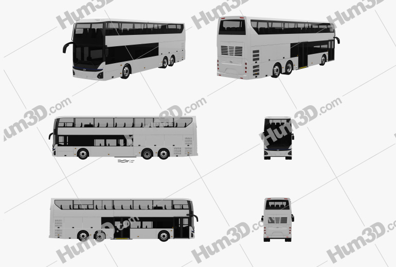 Hyundai Elec City Double-Decker Bus 2021 Blueprint Template