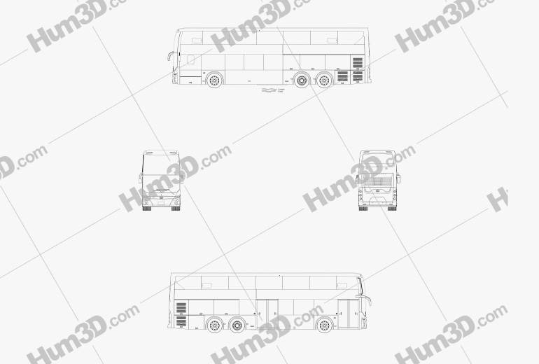 Hyundai Elec City Двухэтажный автобус 2021 Чертеж