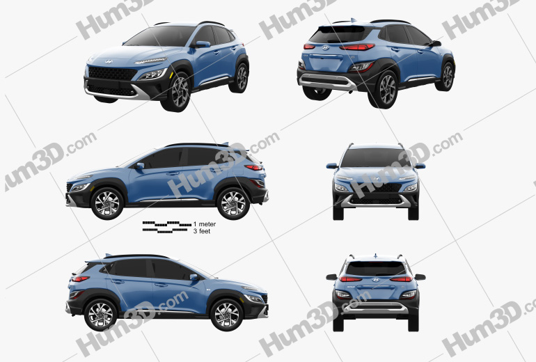 Hyundai Kona Limited US-spec 2020 Blueprint Template