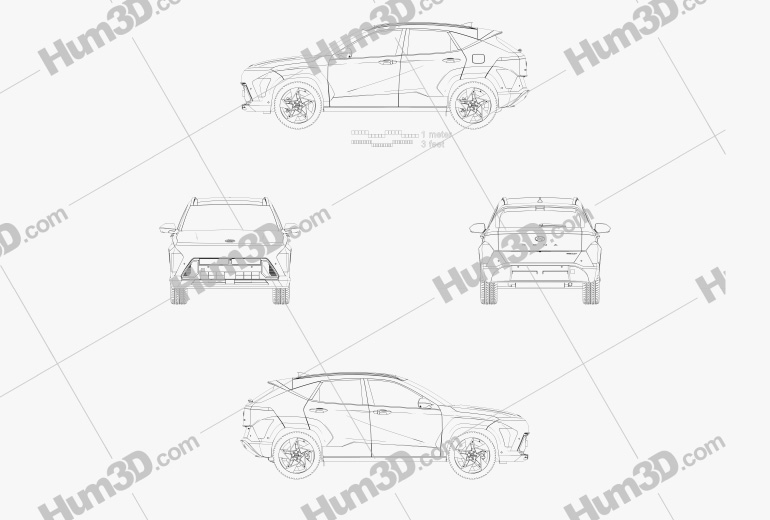 Hyundai Kona Limited US-spec 2023 ブループリント