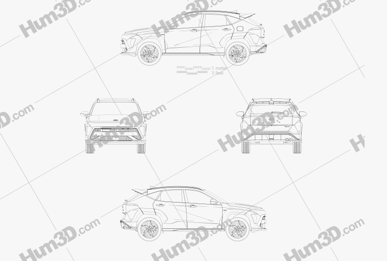 Hyundai Kona N Line US-spec 2023 Blueprint