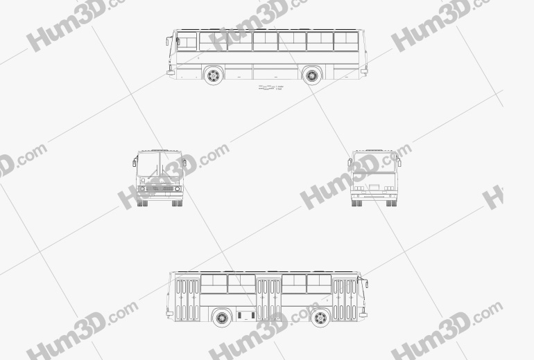 Ikarus 260-01 버스 1981 테크니컬 드로잉
