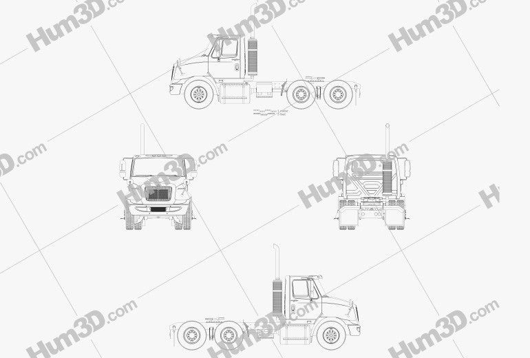 International Transtar Tractor Truck 2014 Blueprint