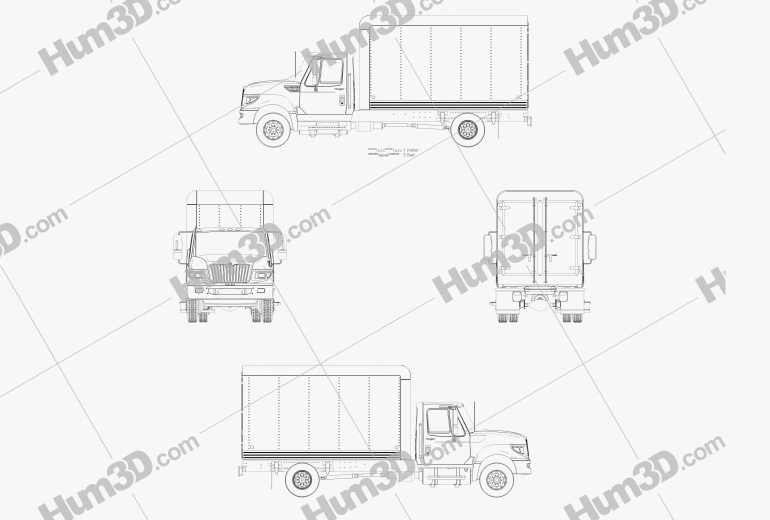 International Terrastar Box Truck 2014 Blueprint