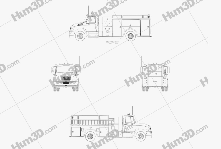 International Durastar Fire Truck 2014 Blueprint