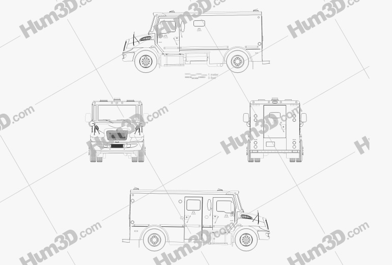 International Durastar Armored Cash Truck 2014 Blueprint