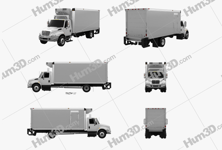 International Durastar Box Truck 2014 Blueprint Template