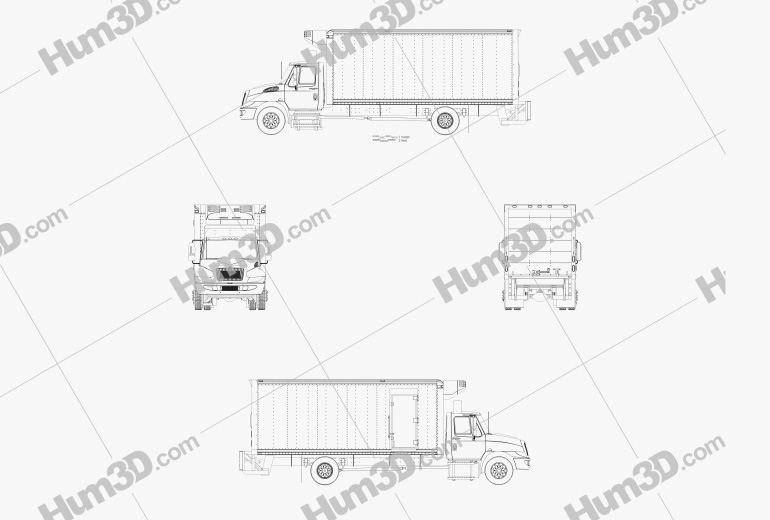 International Durastar Box Truck 2014 Blueprint