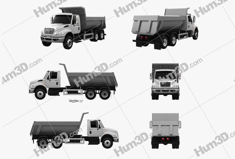 International DuraStar Dump Truck 3-axle 2015 Blueprint Template
