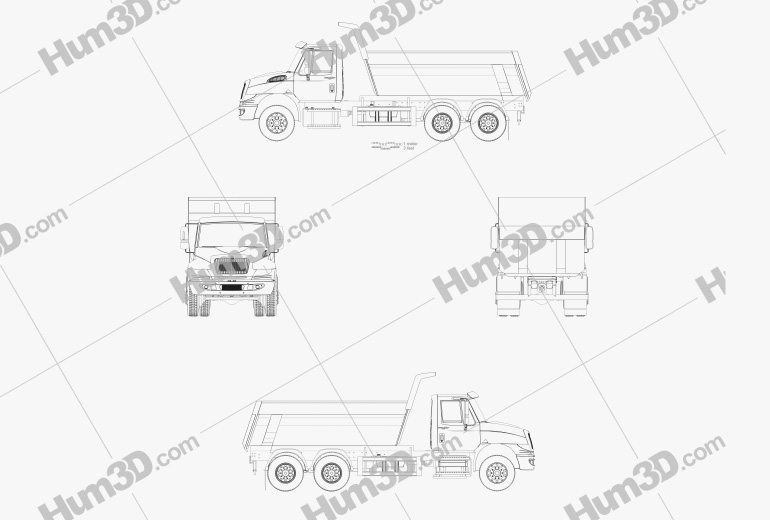 International DuraStar Dump Truck 3-axle 2015 Blueprint
