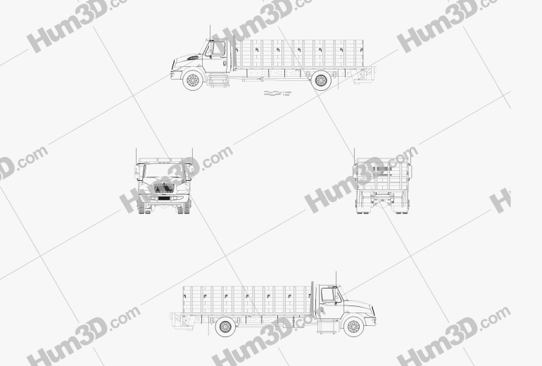 International DuraStar Flatbed Truck 2015 Blueprint