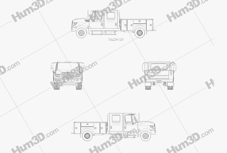 International TerraStar Double Cab Service Truck 2015 Blueprint