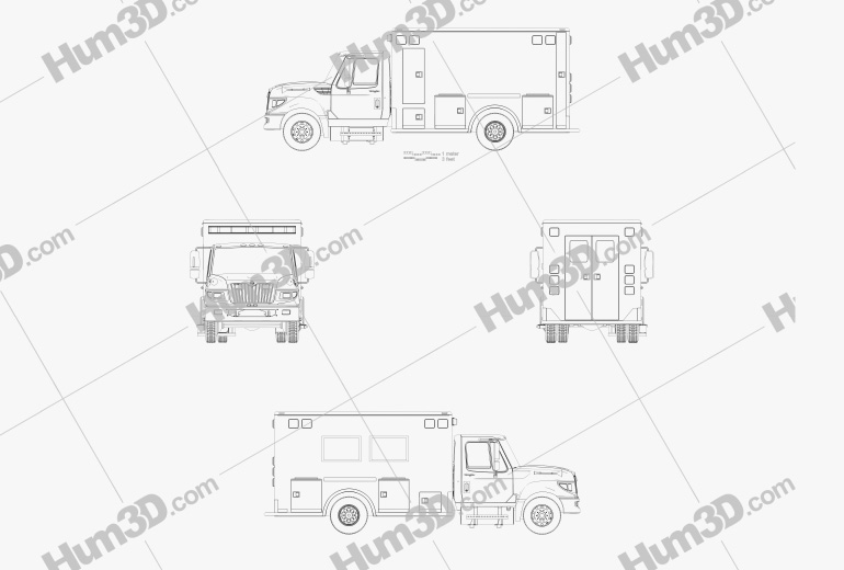International TerraStar Ambulance Truck 2015 Blueprint