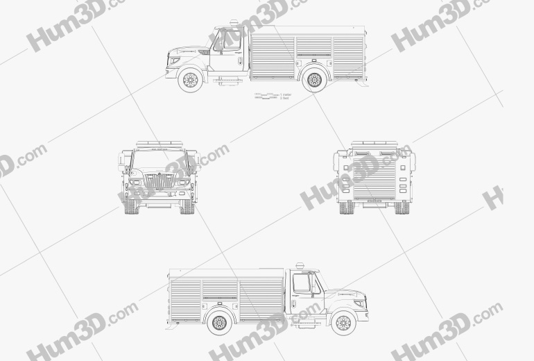 International TerraStar Fire Truck 2015 Blueprint