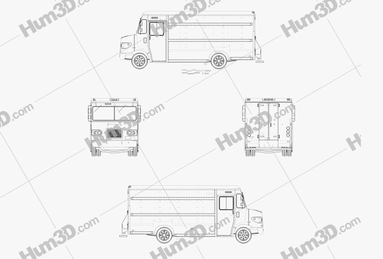 International 1552SC P70 UPS Truck 2015 Blueprint