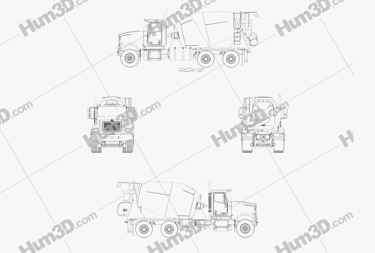 International HX515 Mixer Truck 2020 Blueprint